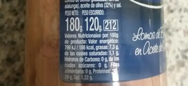 Louis bonito nutrition facts table