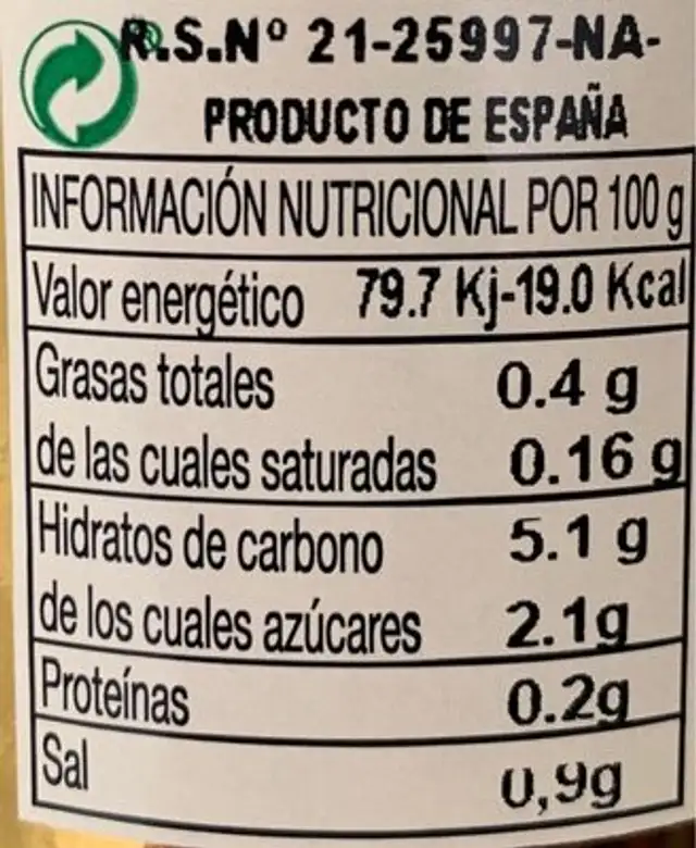 Corazones de alcachofa minis nutrition facts table