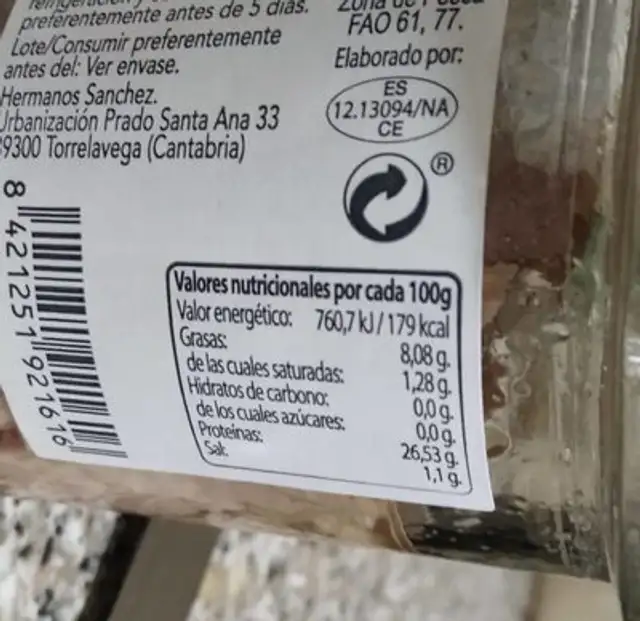 Bonito en aceite de girasol nutrition facts table
