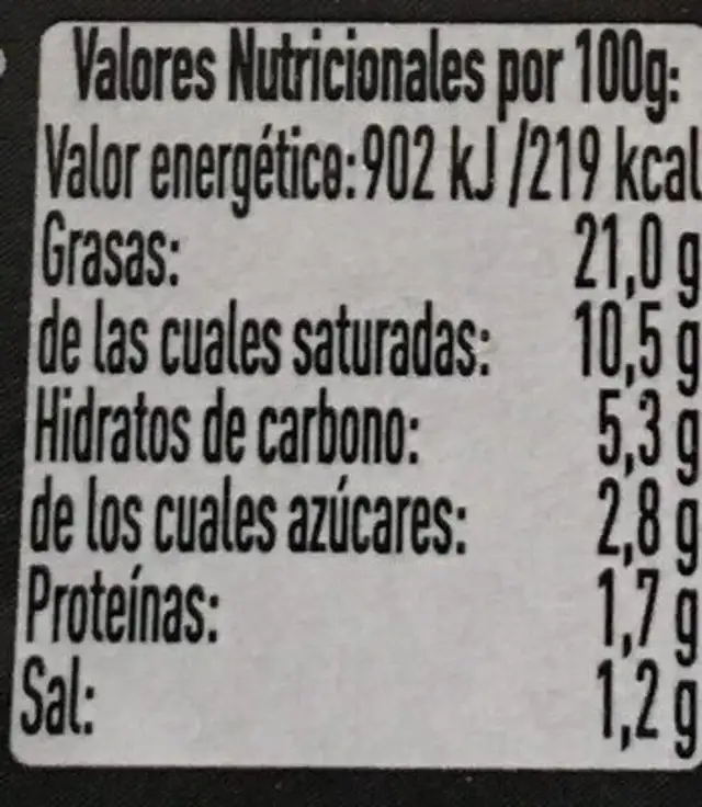 Salsa de setas y trufas al brandy nutrition facts table