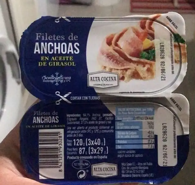 Anchoas en aceite de girasol