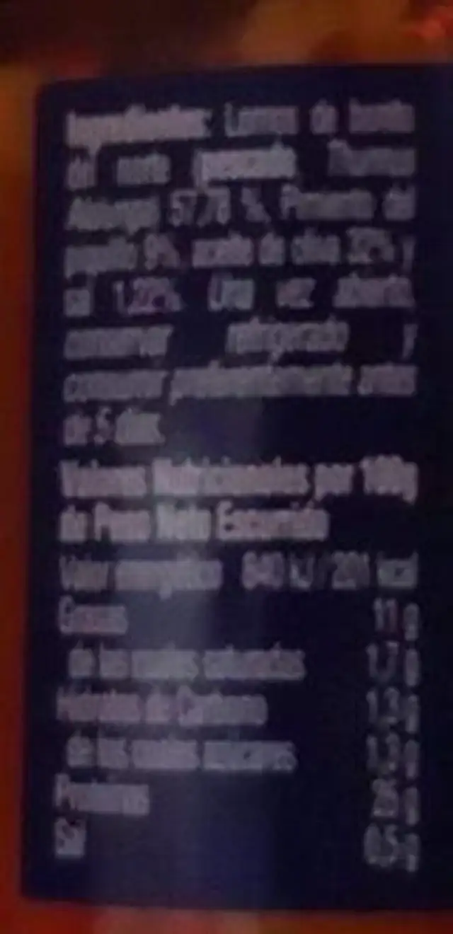 Lomos de bonito del norte nutrition facts table