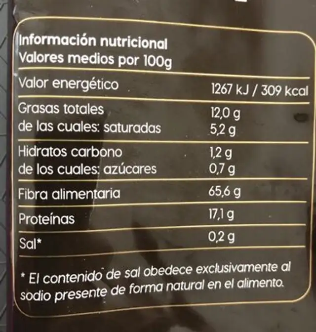 Cafés Júpiter nutrition facts table