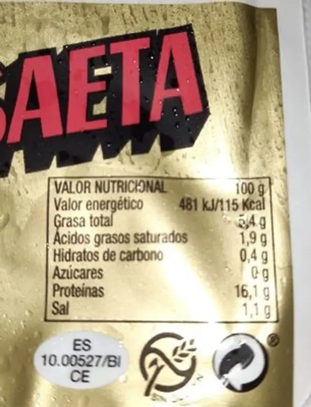 Callos de ternera preparados nutrition facts table