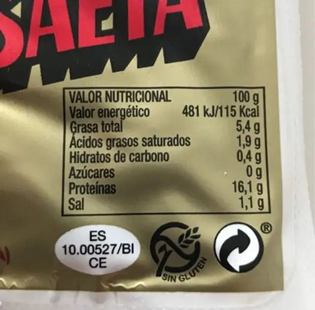 Callos de ternera nutrition facts table