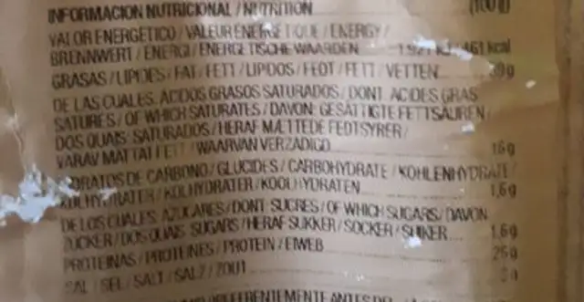 Chorizo Alejandro Dulce nutrition facts table