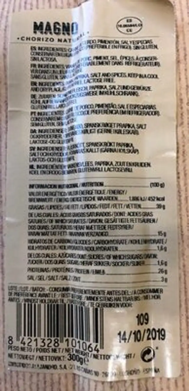 Alejandro magno ingredients label