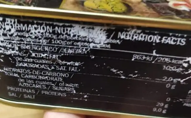 Anchoas en aceite nutrition facts table