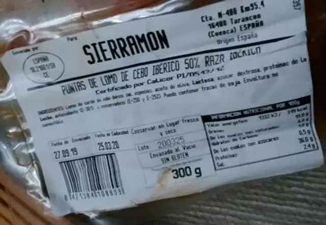 Puntas de lomo de cerdo ibérico50% raza única