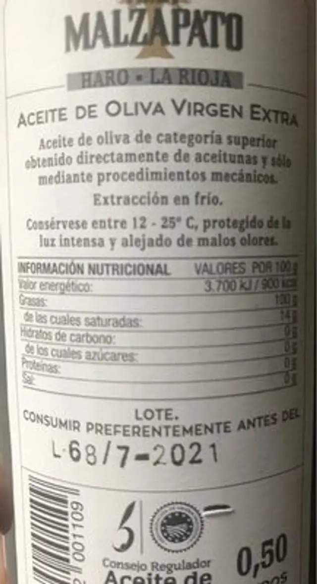 Royuela nutrition facts table