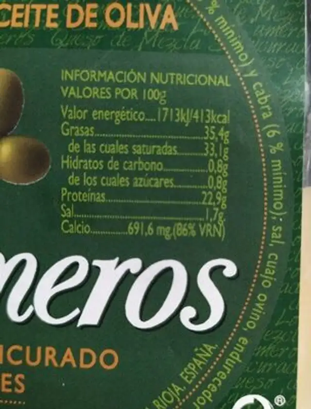 Queso mezcla semicurado nutrition facts table