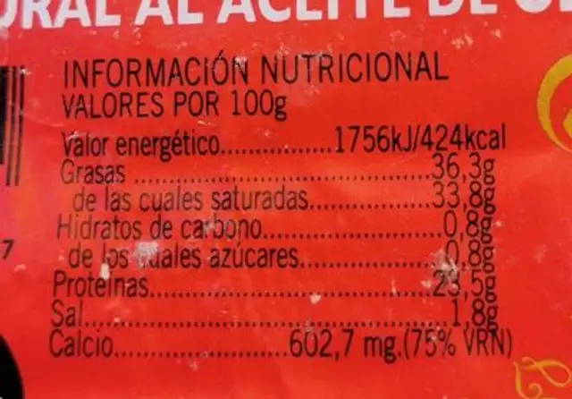 Queso mezcla los Cameros nutrition facts table
