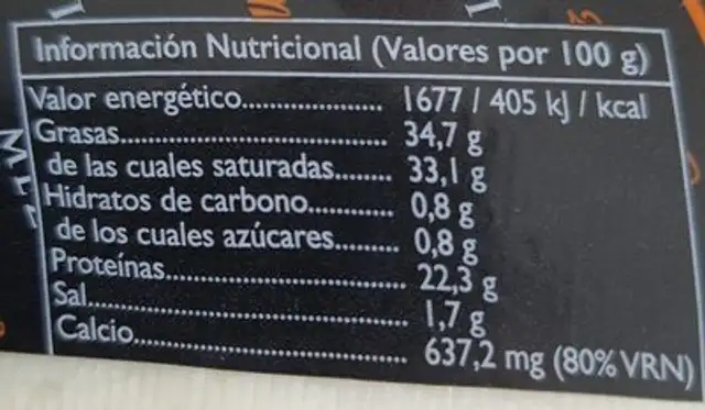 Queso mezcla los camerod nutrition facts table