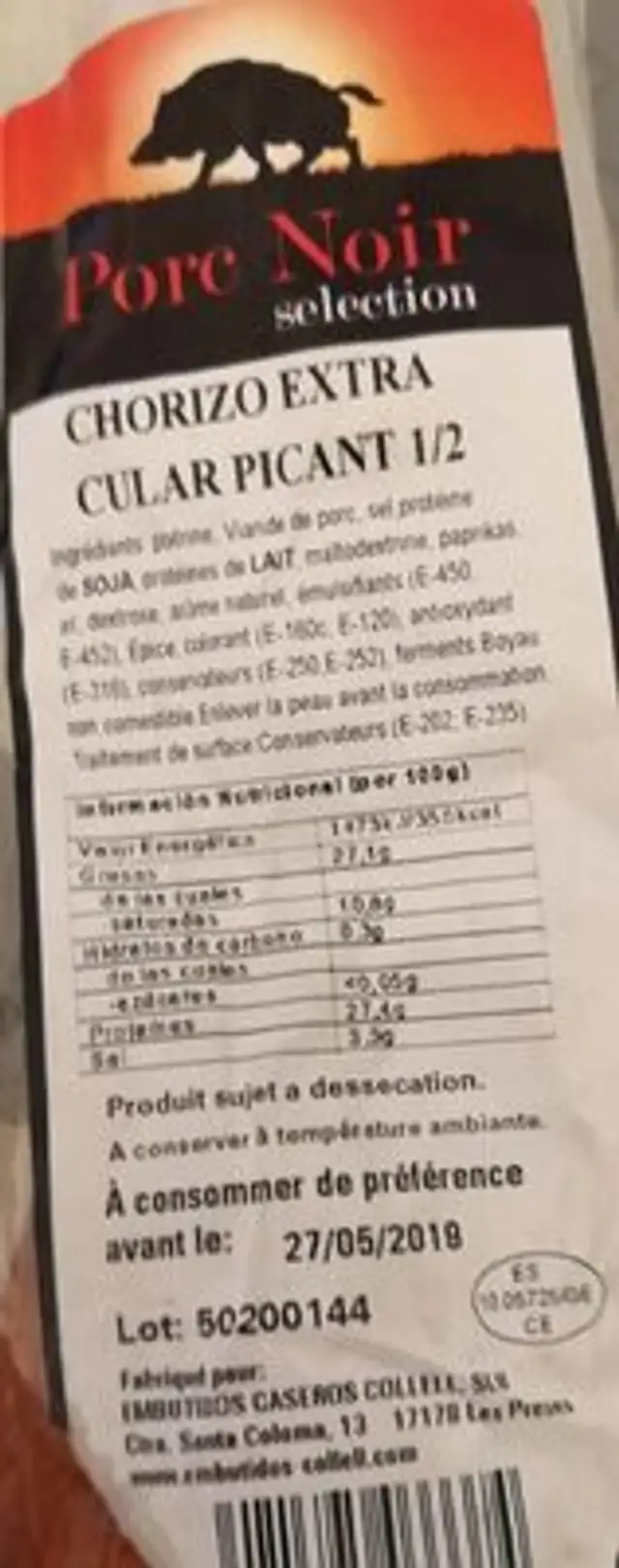 Chorizo extra cular picant 1/2
