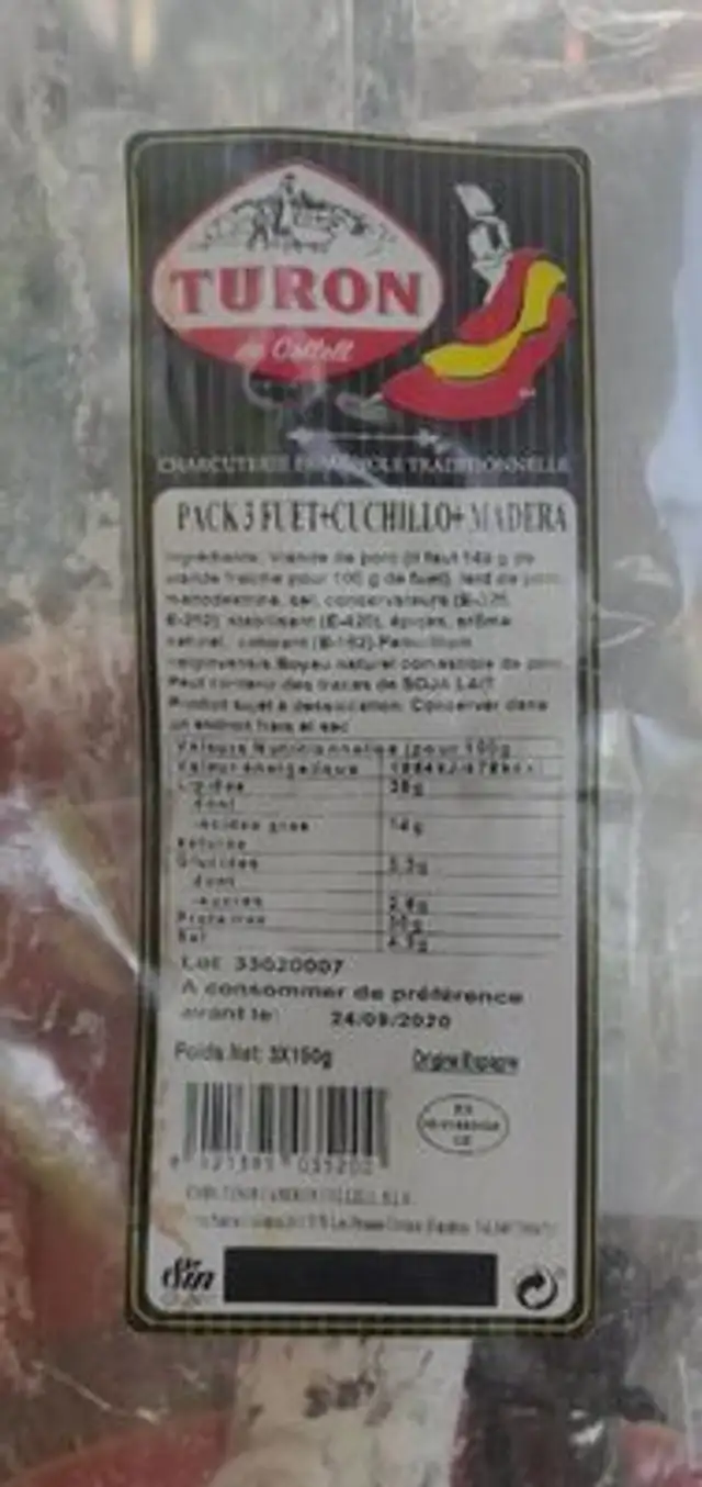 pack 3 fuet+cuchillo+madera