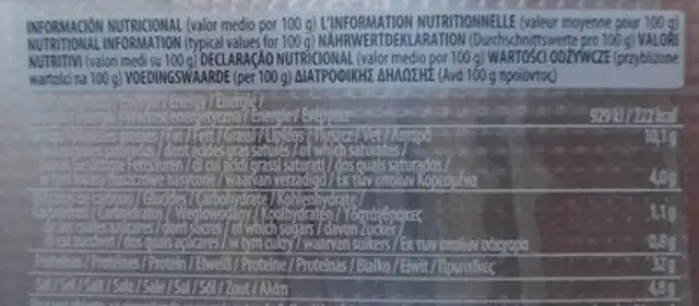 Jamon serrano nutrition facts table