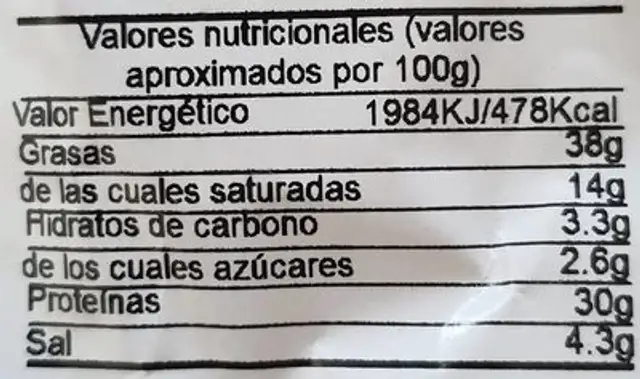 5 fuet extra nutrition facts table