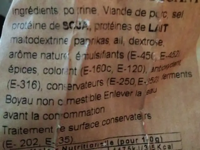 Chorizo extra picant ingredients label