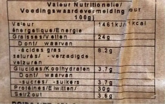 Salchichon « payes » nutrition facts table