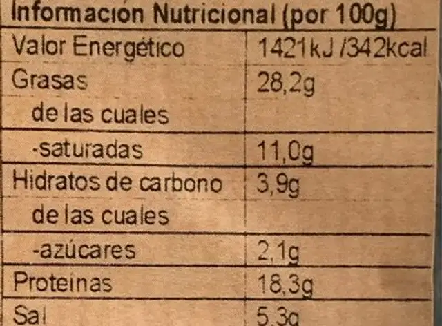 salchichon extra nutrition facts table
