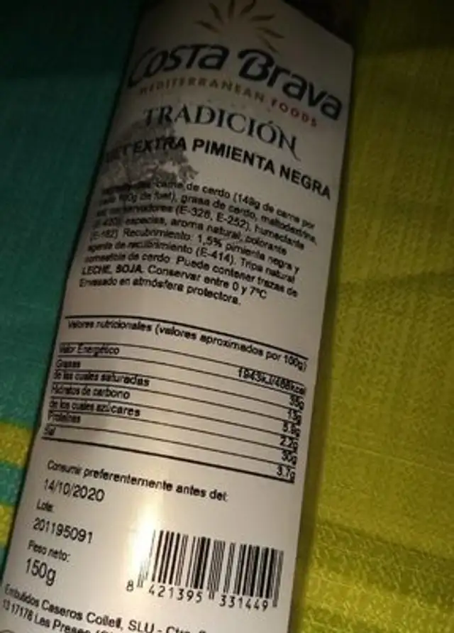 Fuet extra pimienta negra