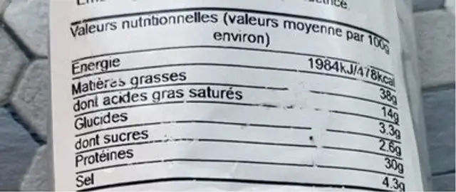 Fuet espetec nutrition facts table