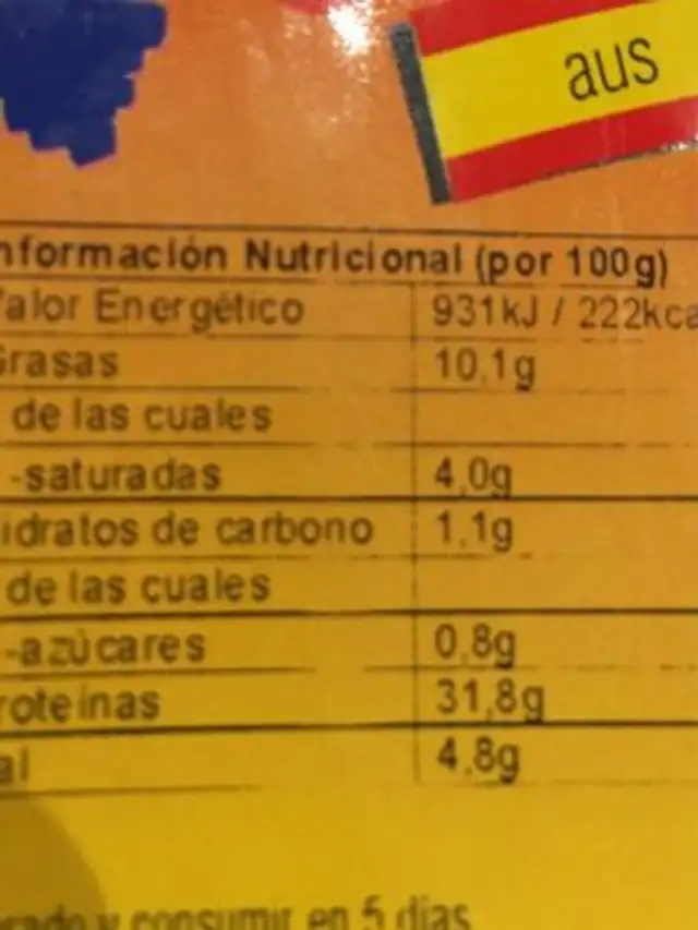 Jamon serrano 14 mois ingredients label