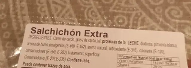 Salchichón extra nutrition facts table