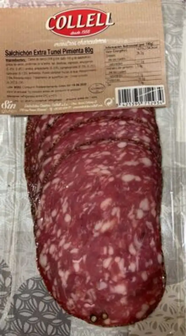 Salchichon Extra tunel pimienta 80g nutrition facts table