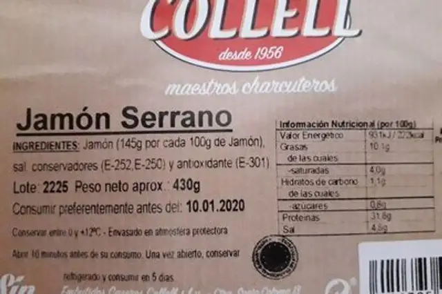 Jambon serrano nutrition facts table