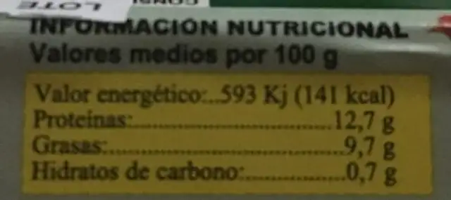 Huevos frescos nutrition facts table