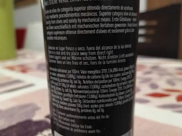 Acrite de Oliva Virgen Extra Arbequina nutrition facts table