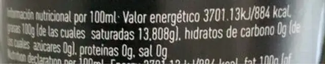 Aceite de oliva virgen extra - Picual nutrition facts table