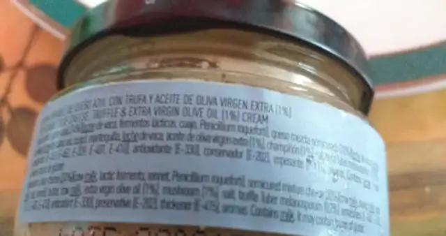 La Chinata Crema Queso Azul Con Trufa ingredients label