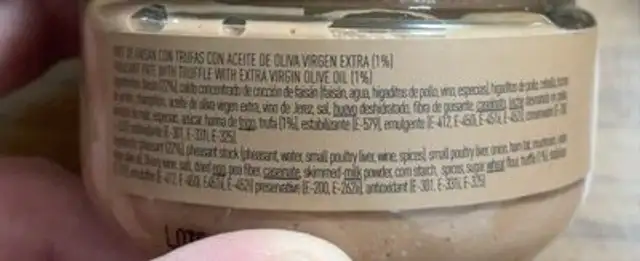 Faisán con trufas nutrition facts table