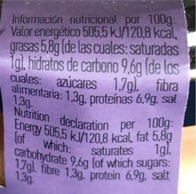 Pate de langosta nutrition facts table