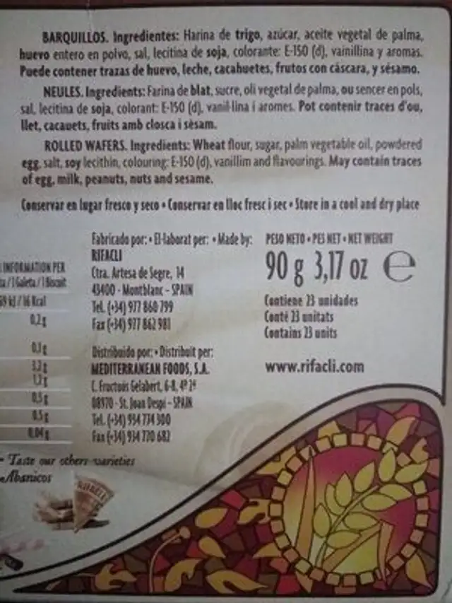 Neula Selecta ingredients label