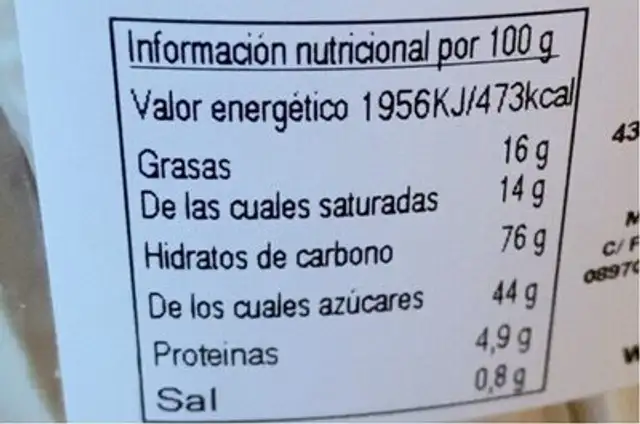 Galetes Maries Integrals nutrition facts table