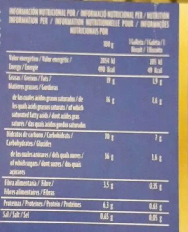 NeulaBlanca nutrition facts table