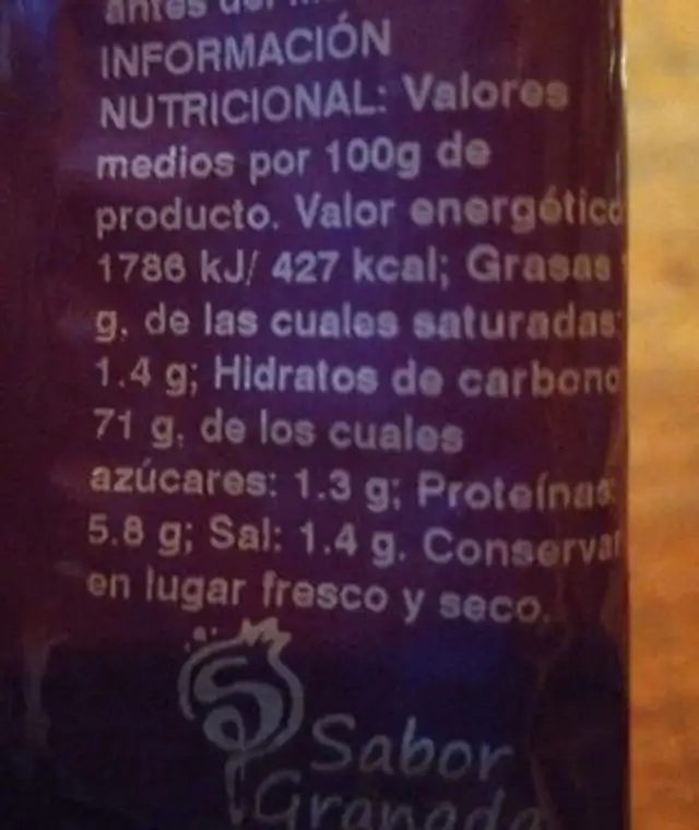 X korn vulcano nutrition facts table