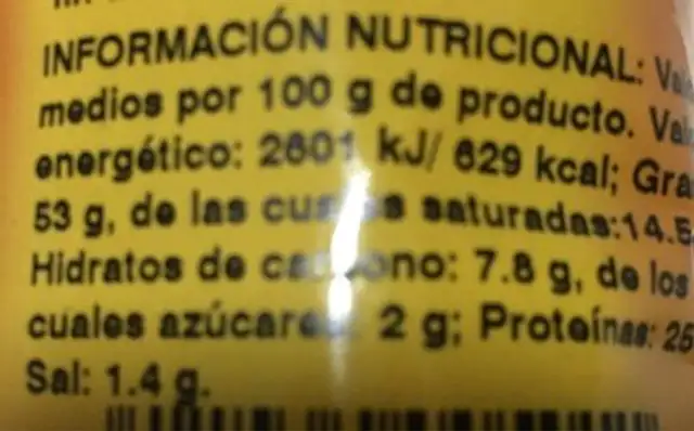 Solnuts nutrition facts table