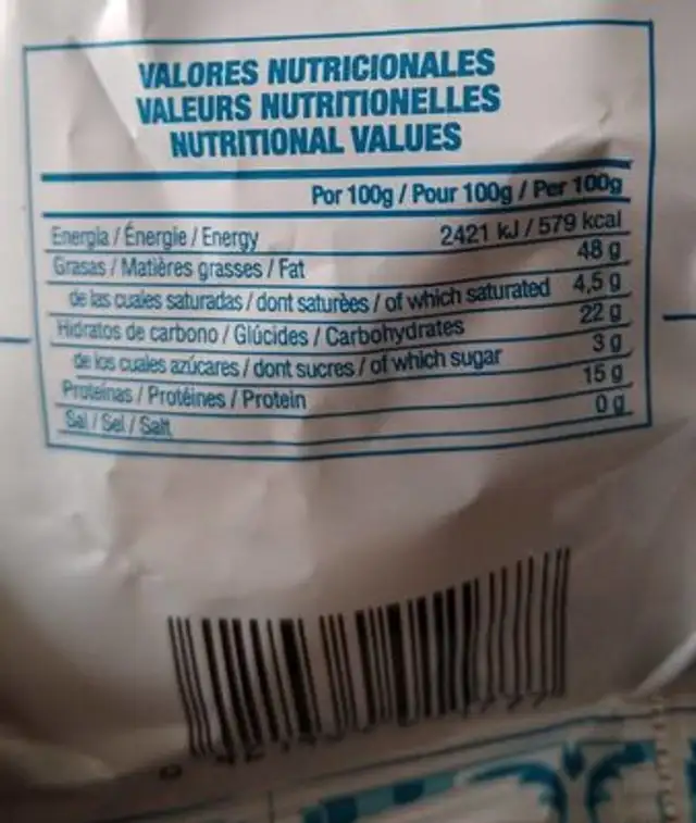 Malagueñas sin mijilla sal nutrition facts table