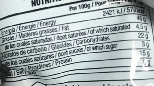 Pipas sin sal cordobesas nutrition facts table