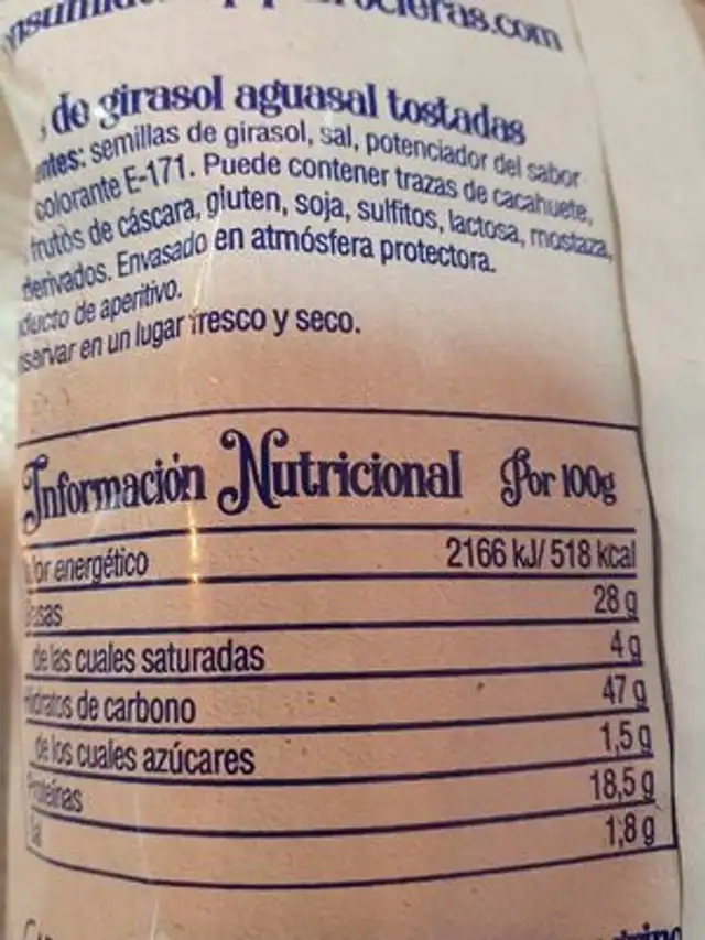 Pipas Rocieras nutrition facts table