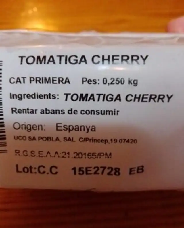 Tomate mallorquín nutrition facts table