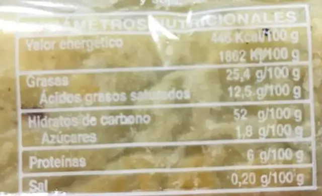 Caña integral nutrition facts table