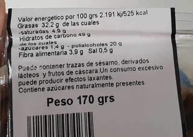 Lengua integral sin azucares añadidos con edulcorante nutrition facts table