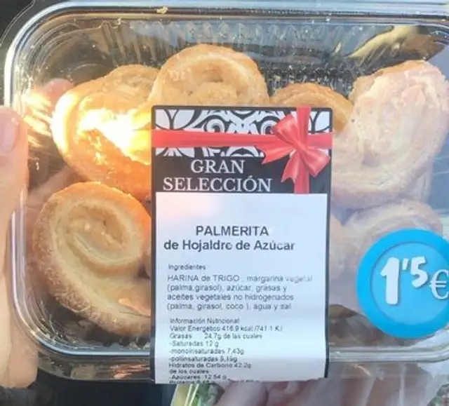 Palmerita de hojaldre de azucar