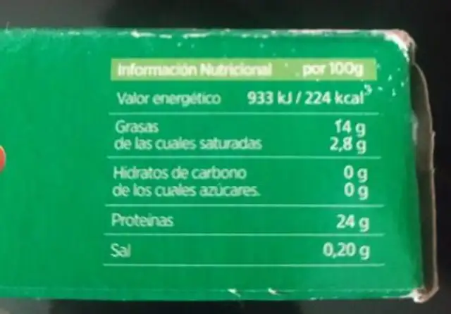 Filetes de caballa en aceite de girasol nutrition facts table