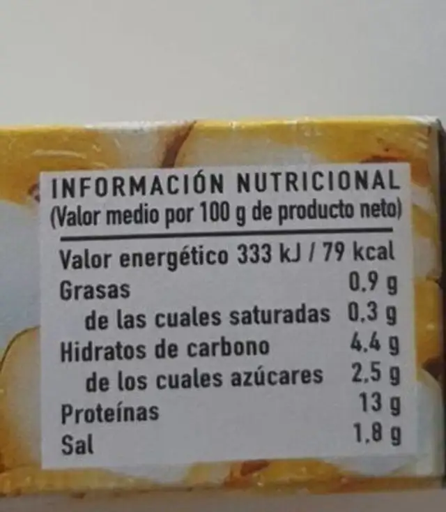 Berberechos frescos al natural nutrition facts table